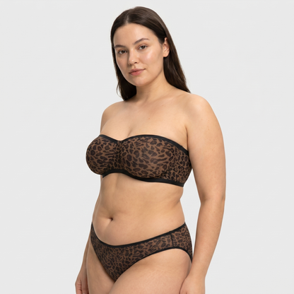 Leopard Unlined Strapless Minimizer Bra