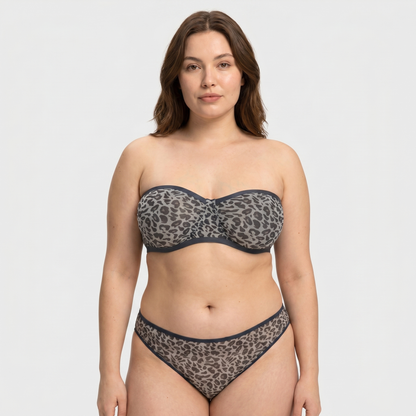 Leopard Unlined Strapless Minimizer Bra